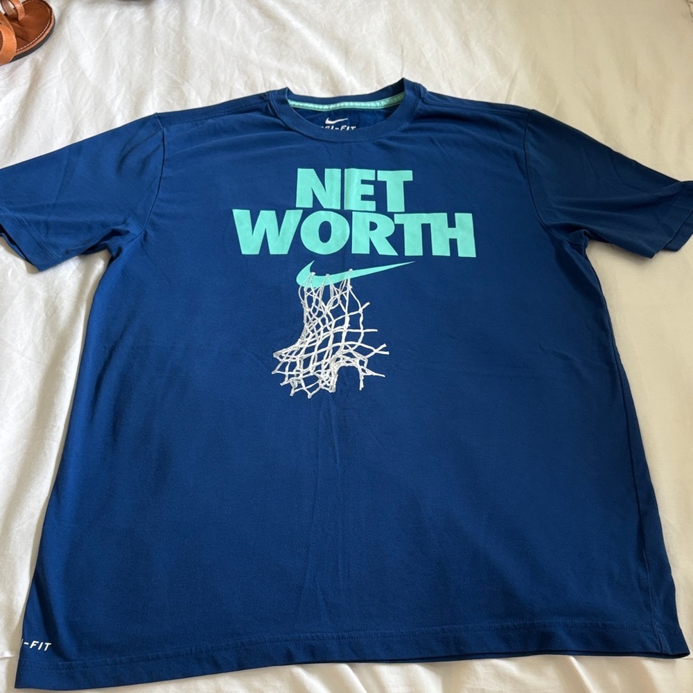 Nike Teal and Blue 'Net Worth' Tee